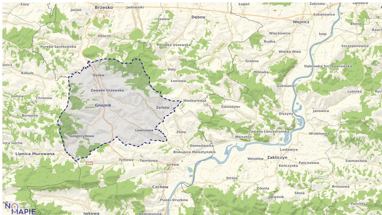 Mapa obszarów ochrony przyrody Gnojnika