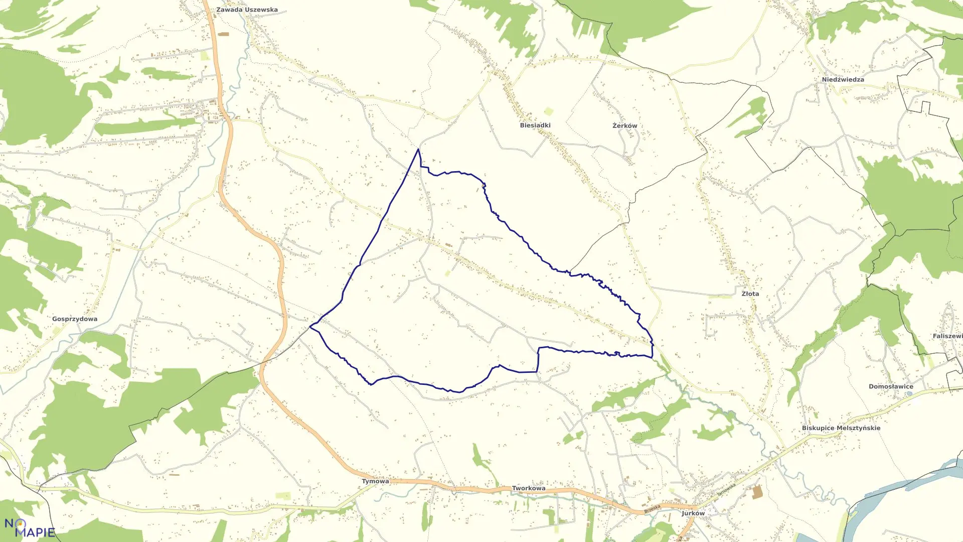 Mapa obrębu Lewniowa w gminie Gnojnik